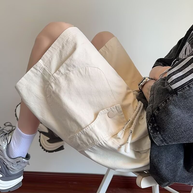 美式潮流工装短裤男多口袋机能运动五分裤夏季薄款港风宽松沙滩裤