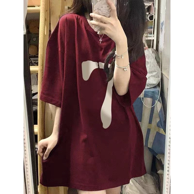 大码女装胖mm显瘦遮肚子上衣夏季韩版宽松印花纯棉短袖T恤女潮ins