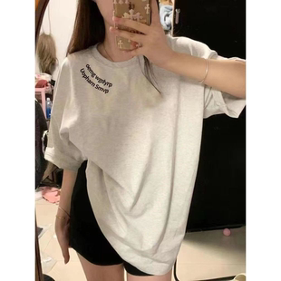 T恤女夏季 潮牌简约字母印花短袖 情侣 纯棉美式 新款