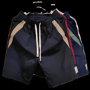 高端薄款 户外速干5分裤 休闲短裤 炸街条纹休闲运动五分裤 夏季 男士