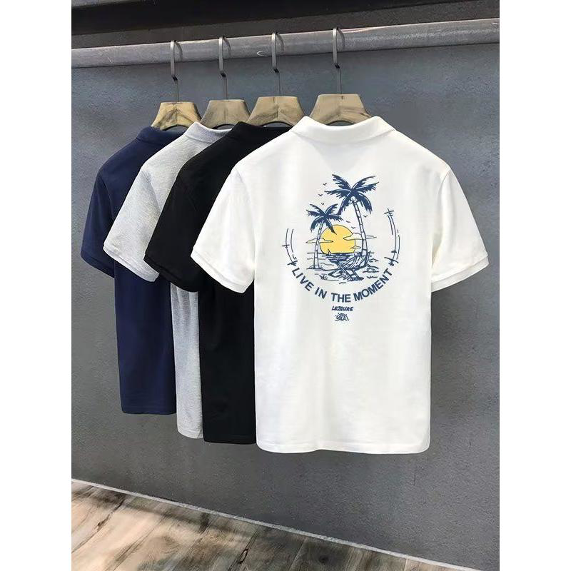 潮牌网红有领短袖POLO衫男2026夏季新款t恤男士字母印花翻领半袖T