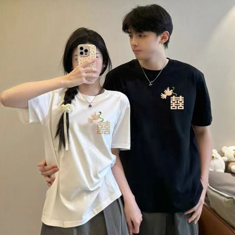 纯棉登记结婚登记衣服情侣装夏季夏装领证短袖高级2025新款
