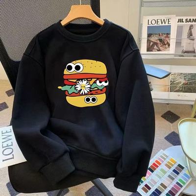 秋冬印花圆领卫衣ins风韩版宽松印花卫衣女冬季加绒加厚外套女韩