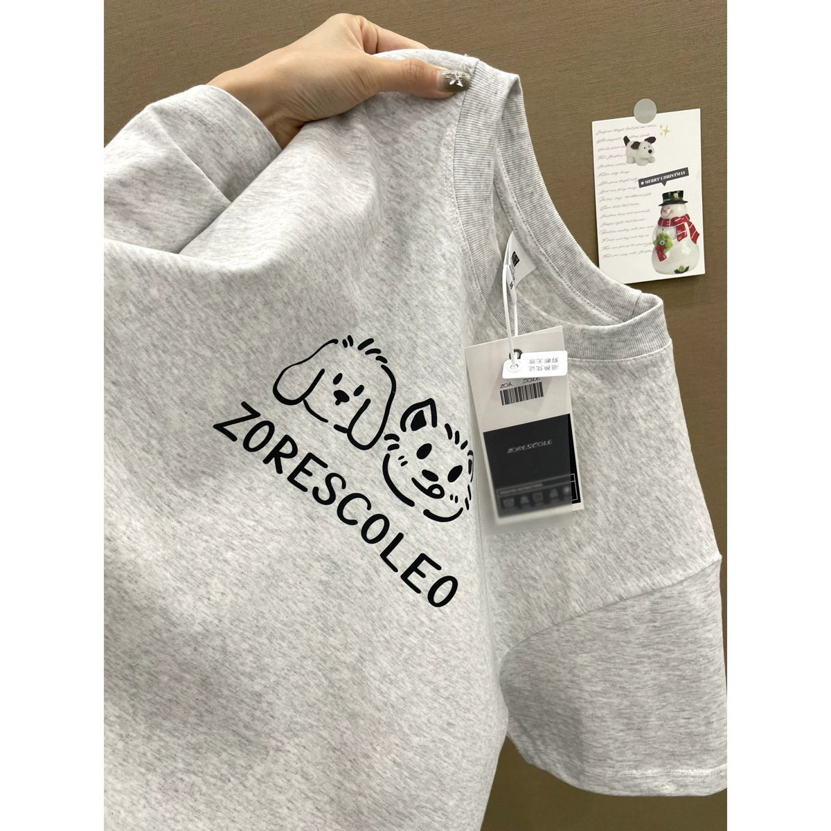 夏季纯棉短袖T恤女美式复古休闲百搭学生宽松灰色圆领半袖上衣服