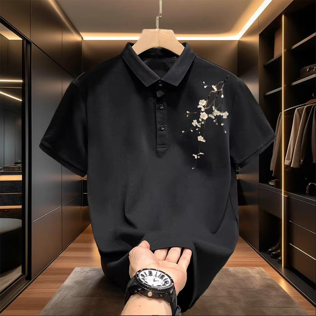 国潮中国风短袖polo衫男款夏季潮牌宽松痞帅高级感翻领半袖体恤男