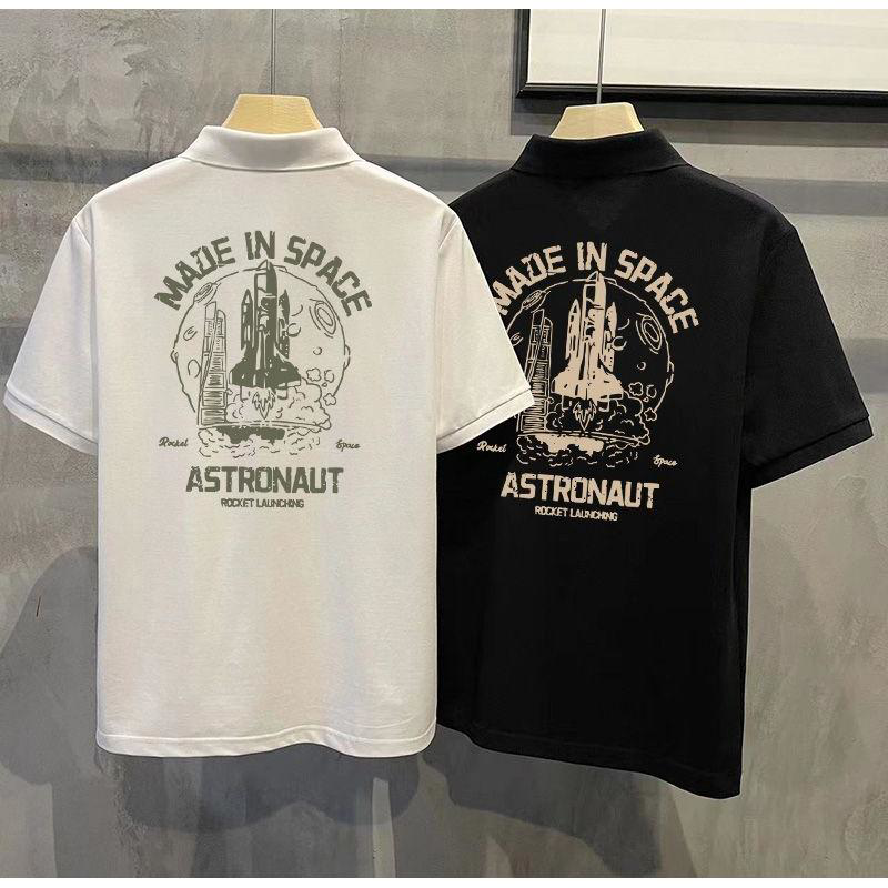 潮牌国潮polo衫短袖男夏季商务高端翻领T恤青年帅气印花半袖上衣