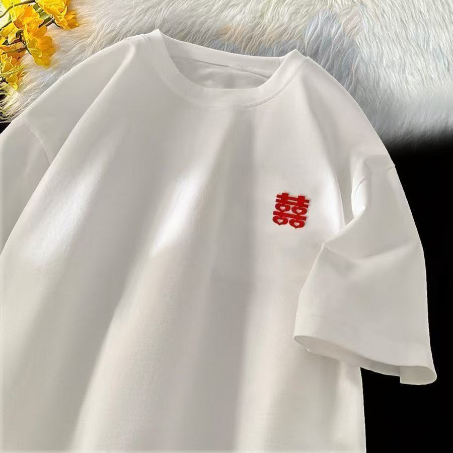 夏季百搭时尚简约休闲字母短袖t恤男士港风潮牌宽松痞帅套头上衣