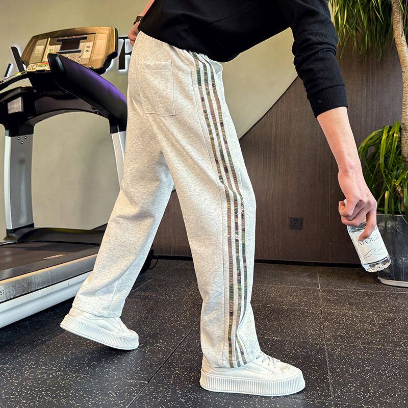 侧边条纹卫裤男秋九分运动男裤春秋季裤子2025新款直筒运动休闲