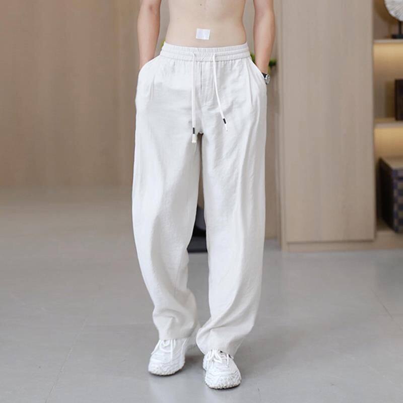 2025新款休闲裤男夏季薄款直筒裤垂感高级感宽松裤子男弯刀裤