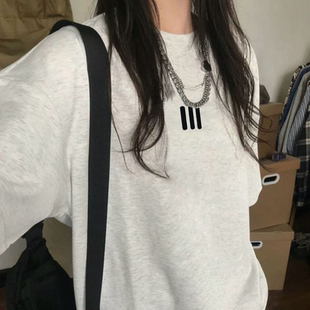 慵懒百搭宽松上衣女 T恤男女ins韩版 重磅棉2026美式 简约运动风短袖