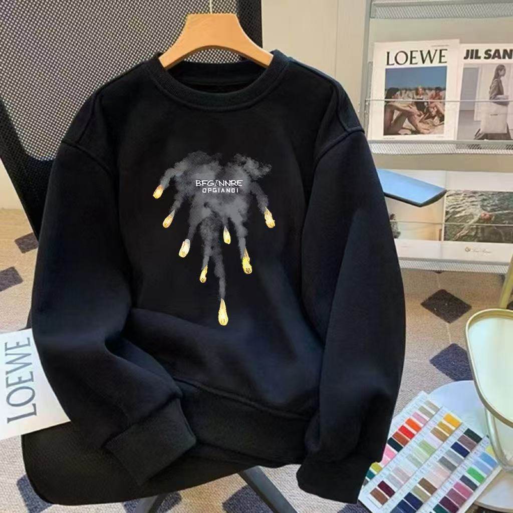 美式卫衣男冬季oversize宽松高级感痞帅加绒加厚圆领上衣ins