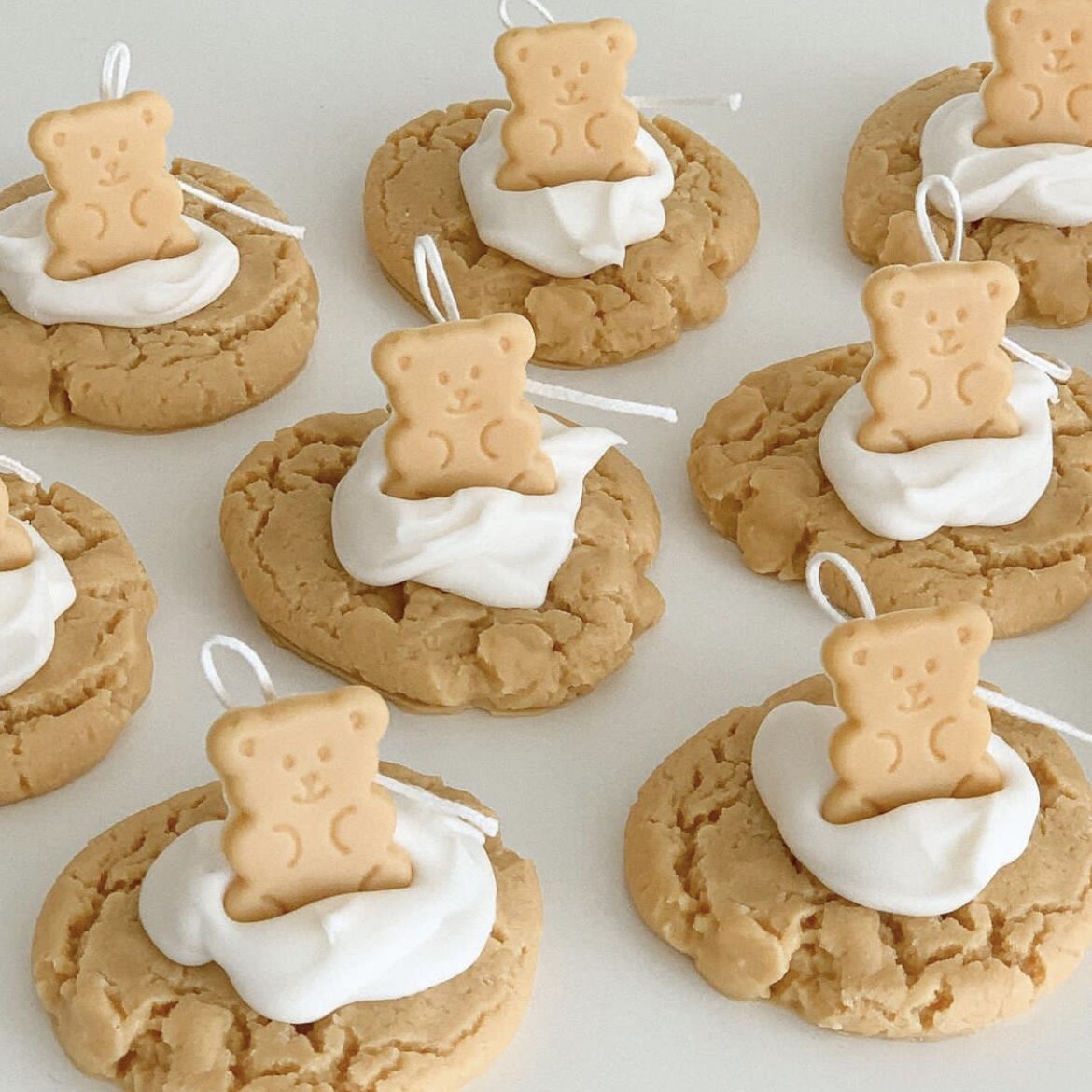 手工diy香薰蜡烛卡通三连小熊曲奇饼干夹心甜品硅胶模具捏捏模具