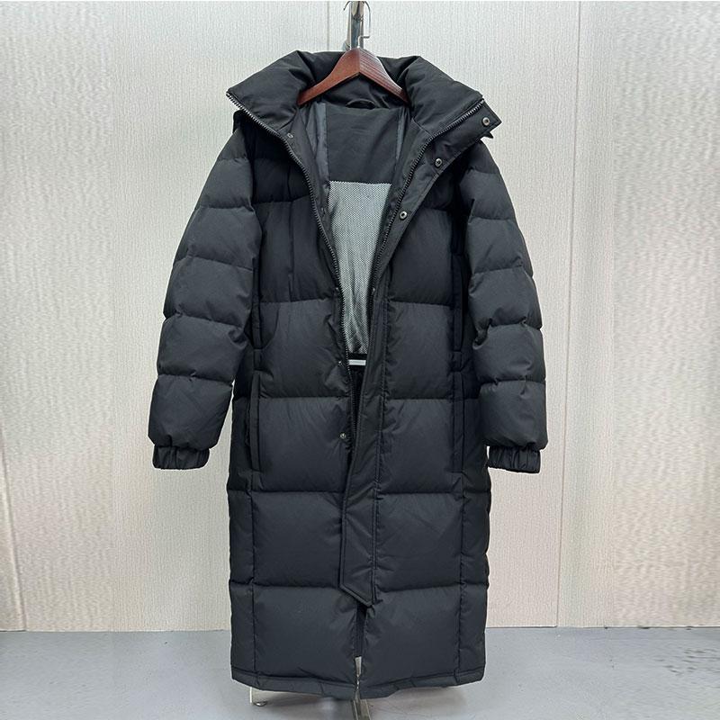 2024羽绒服女过膝情侣款90白鸭绒