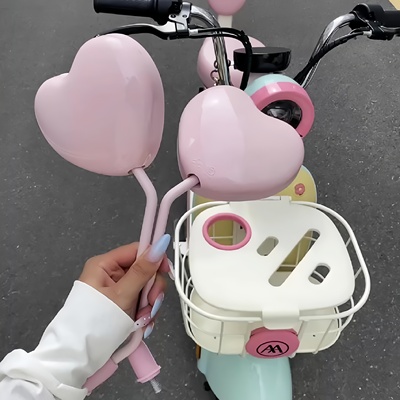 心形电动车后视镜爱倒车镜高清可爱电瓶车反光镜通用爱玛雅迪专用