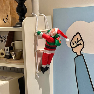 圣诞老人爬绳挂件装饰品2025新款圣诞节礼物挂饰场景布置道具摆件