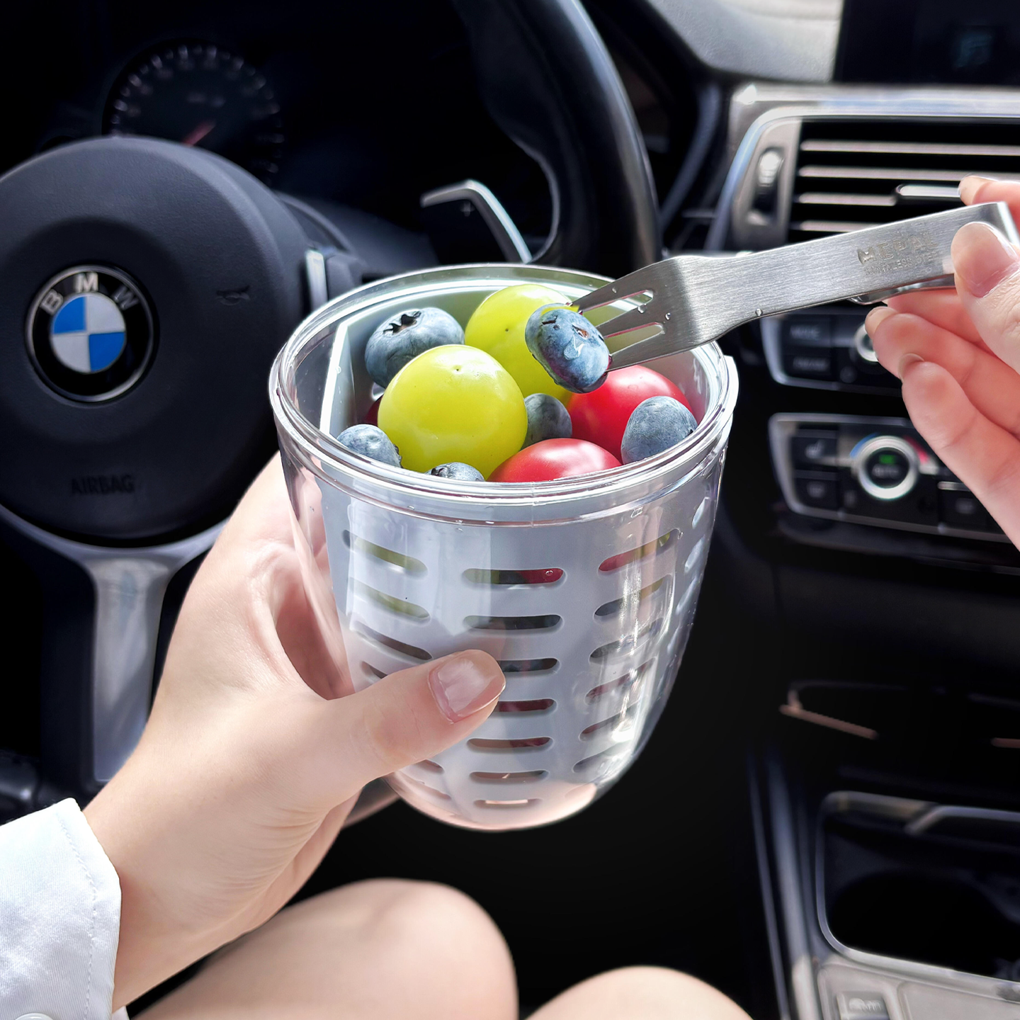 可沥水水果杯减肥健身外带便携式高颜值上班族便当盒野餐保鲜盒