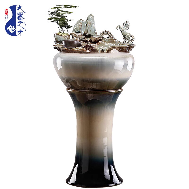 大师艺术高端新中式落地流水生财喷泉庭院别墅造景景观摆件家居
