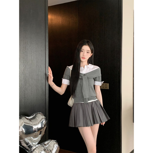 YIYIWANG假两件衬衫套装