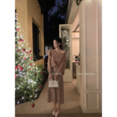 YIYIWANG 派对出逃 粉色手工亮片直筒包臀裙减龄气质温柔半身裙女