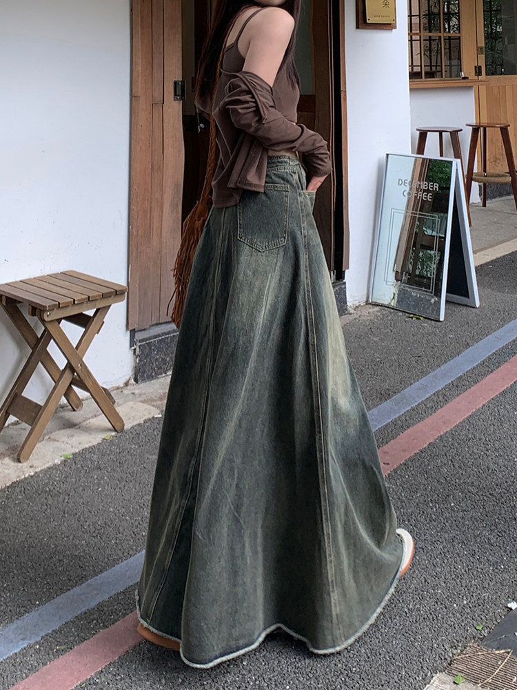 Summer's Hottest: Retro Denim Fishtail Skirt - High-Waist A-Line Flare - Product image 5