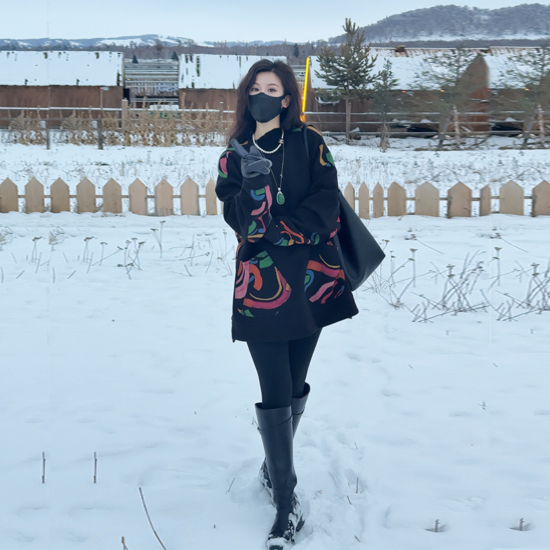 时尚气质慵懒休闲上衣印花卫衣