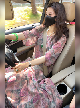 【Linda姐高端线】夏季新款时尚气质慵懒短袖连衣裙子AA6LYH0026