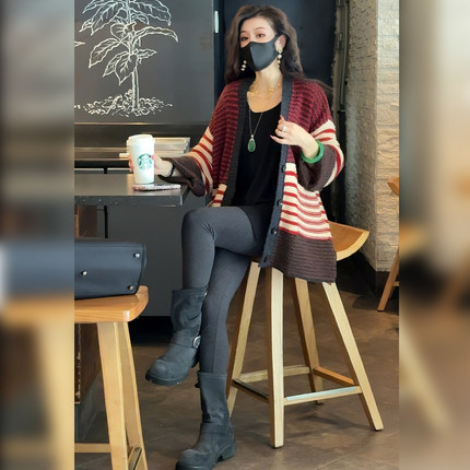 【linda姐高端线】秋冬新款时尚气质百搭休闲针织开衫AF5ZKS0192