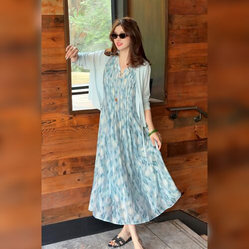 【Linda姐高端线】夏季新款时尚气质宽松无袖连衣裙AA6LYH0202