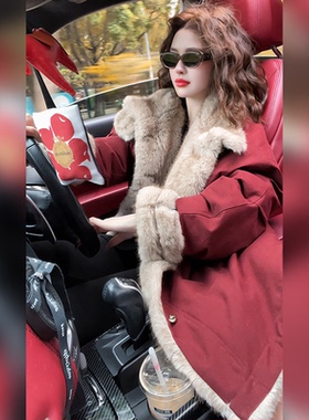 【Linda姐高端线】冬季新款洋气保暖加绒高级毛毛外套女皮毛一体