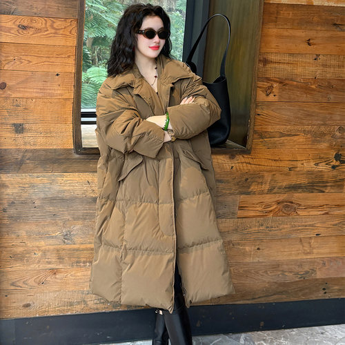 冬季女长款加厚白鸭绒羽绒服