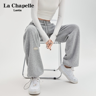 女春秋季 休闲宽松裤 2026新款 秋冬加绒束脚卫裤 子J 美式 灰色运动裤