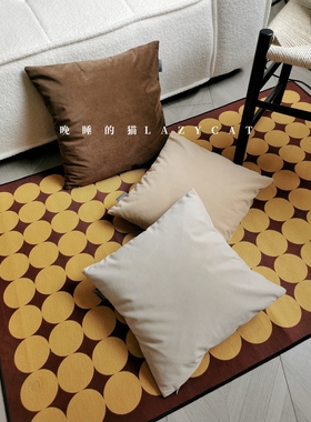 晚睡的猫中古风咖啡色黑色适合黑色装修抱枕沙发靠枕法式美式丝绒