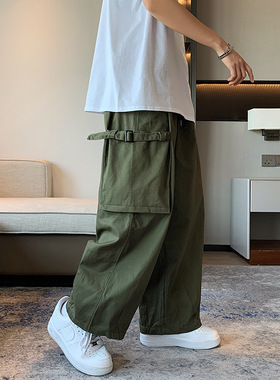 Spring Couple Hip Hop Straight Pants Overalls Wide Leg Pants