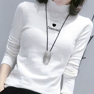 半高领百搭打底衫 t恤修身 潮 女内搭长袖 纯棉磨毛加厚2025秋冬新款