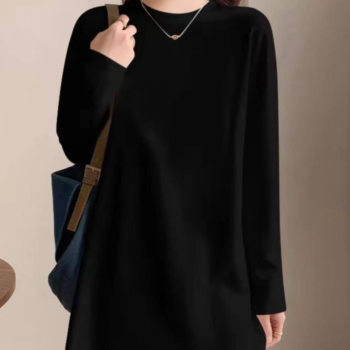 中长款双面德绒内搭打底衫2025秋冬洋气女装保暖宽松长袖t恤上衣