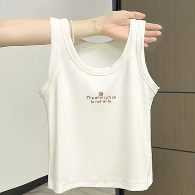 2025夏季纯棉白色吊带背心女士无袖t恤高级感百搭外穿短款小上衣