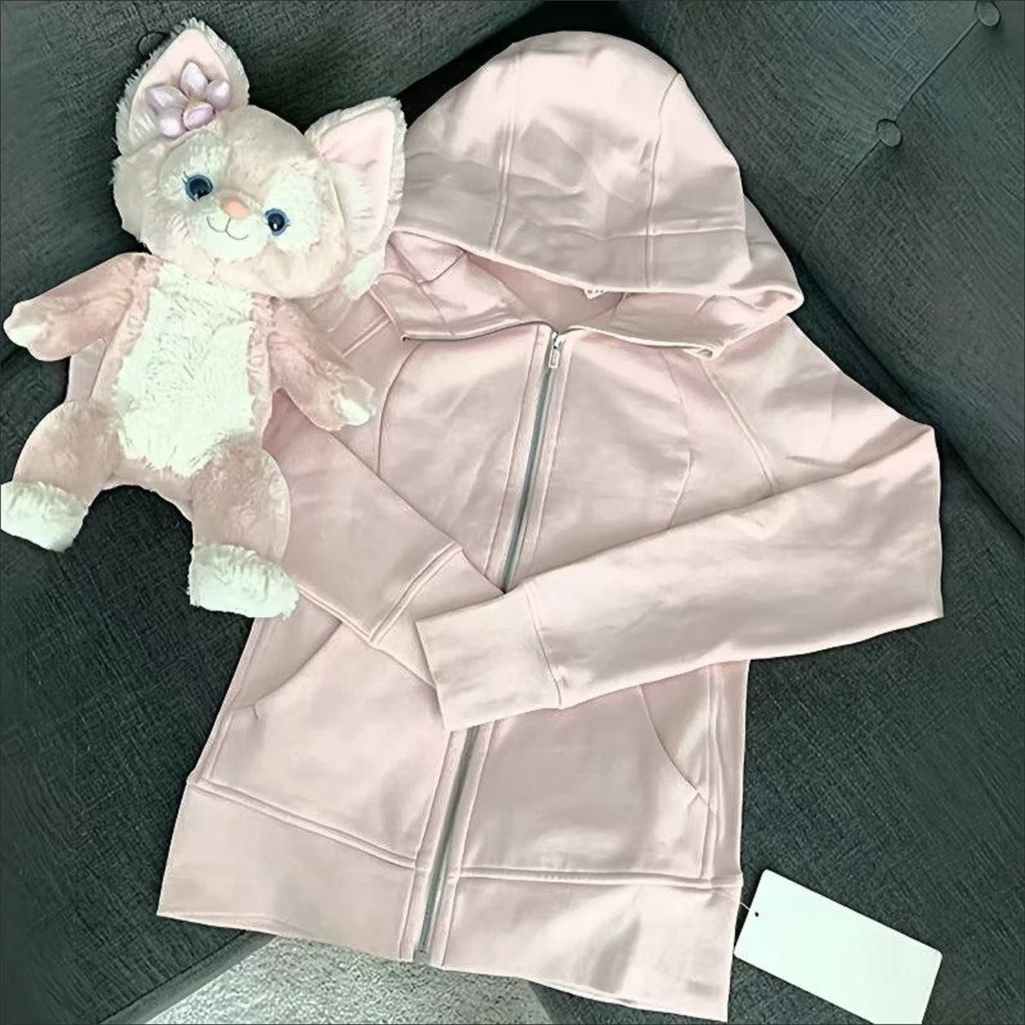 加绒加厚小众拉链开衫长袖外套女2025冬季修身收腰高级感连帽卫衣