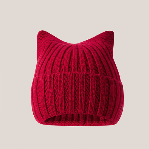 帽子女纯羊毛针织帽可爱保暖秋冬