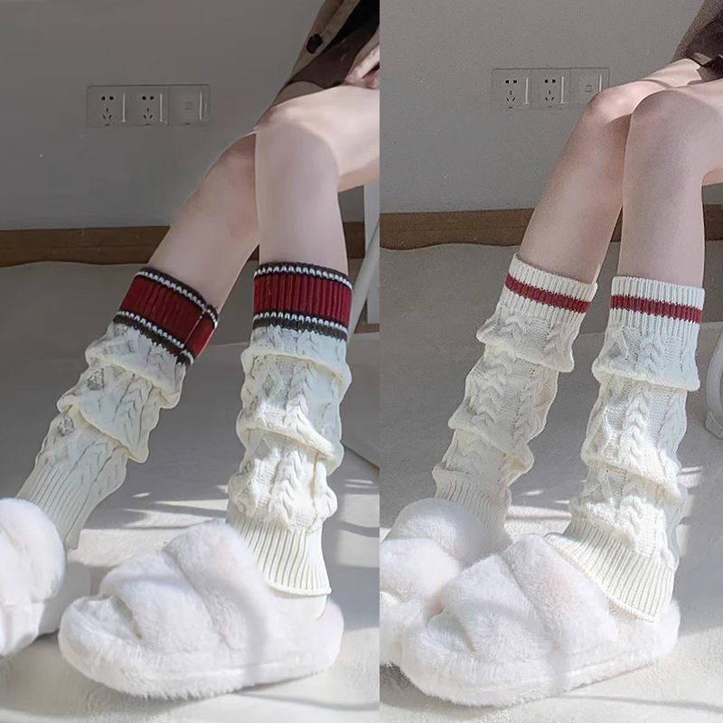 美拉德拼色针织麻花袜套秋冬季保暖米白色中筒堆堆腿套搭配雪地靴,女士内衣/男士内衣/家居服,长筒袜,淘宝优惠券,粉丝福利购,淘宝优惠卷
