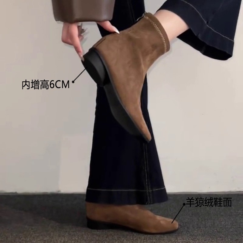 复古短靴女气质绒面短筒瘦瘦靴