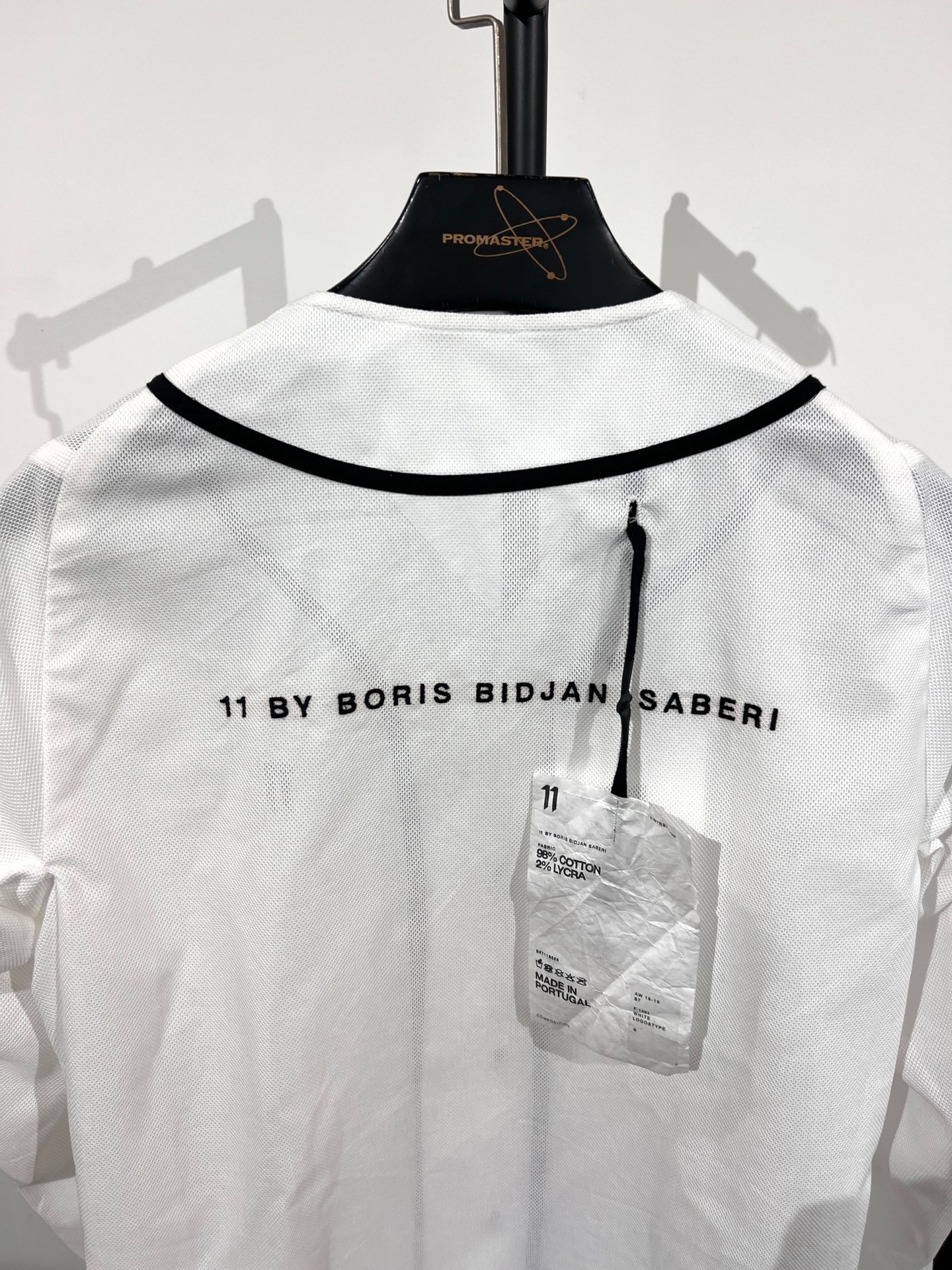 11by BBS White Baseball Jacket 11 Embroidery — detail
