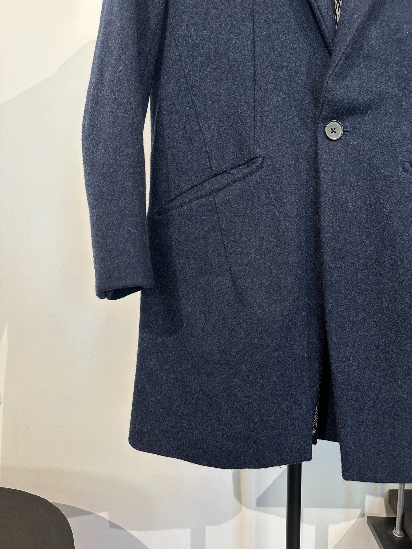 Navy Woolen Blazer Coat w/ Music Note — label