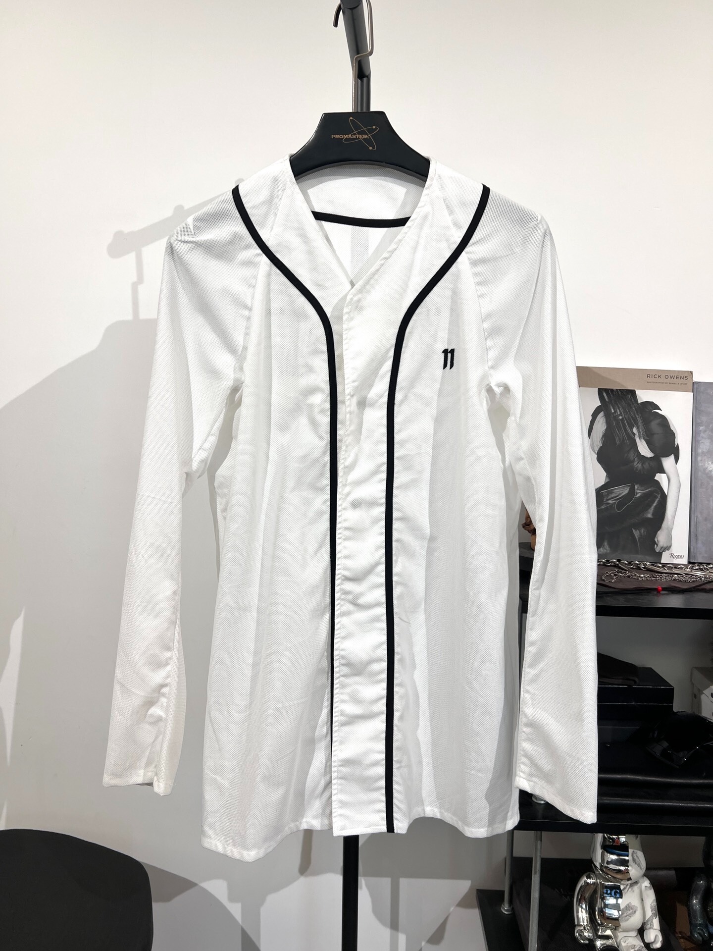 11by BBS White Baseball Jacket 11 Embroidery