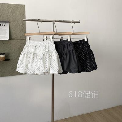 2026年春季新款韩版甜美减龄波点花苞裙高腰显瘦防走光半身短裙女