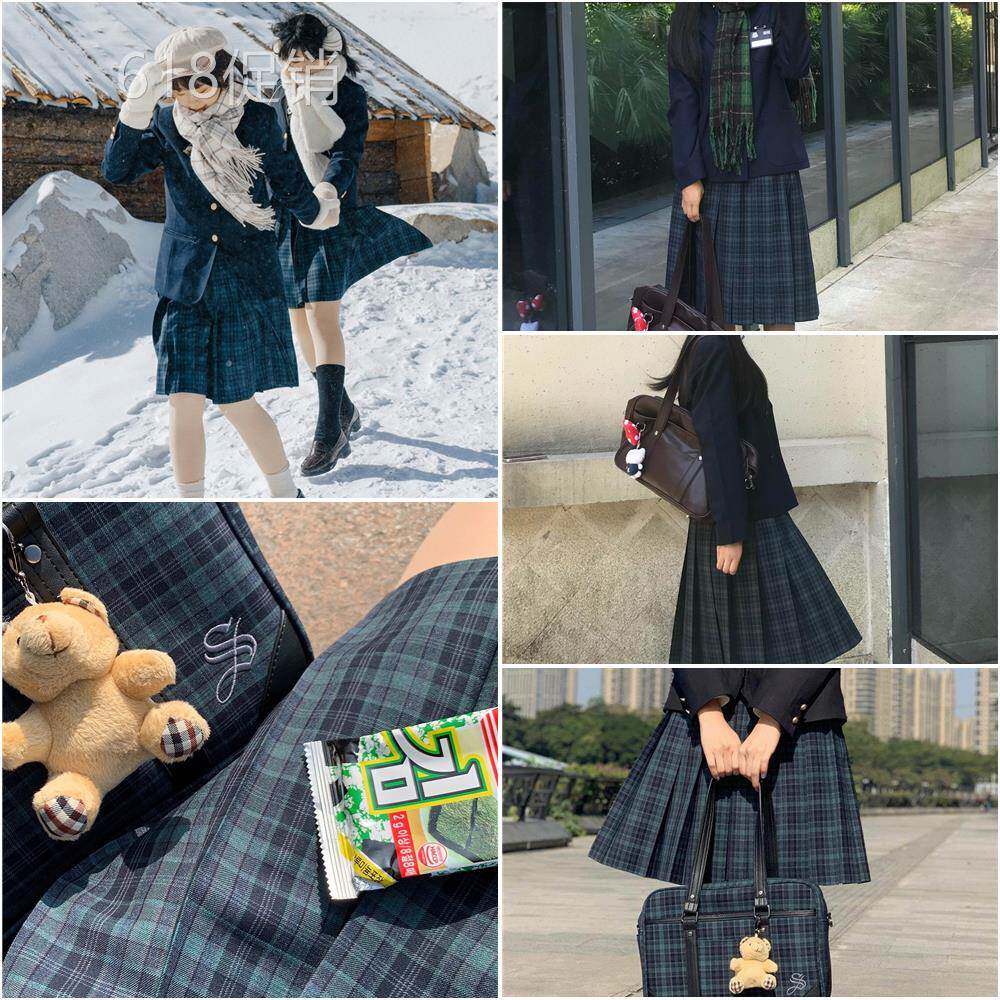【深夜幻境】#海苔#墨绿格优等生JK制服格裙学院中长百褶裙半身裙