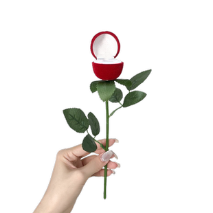 玫瑰花戒指盒个性创意表白生日礼物女浪漫求婚首饰盒仿真结婚戒指