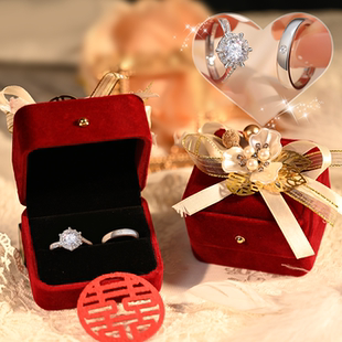 仿真一对婚戒结婚对戒婚礼现场道具情侣活口戒指女假钻戒交换仪式