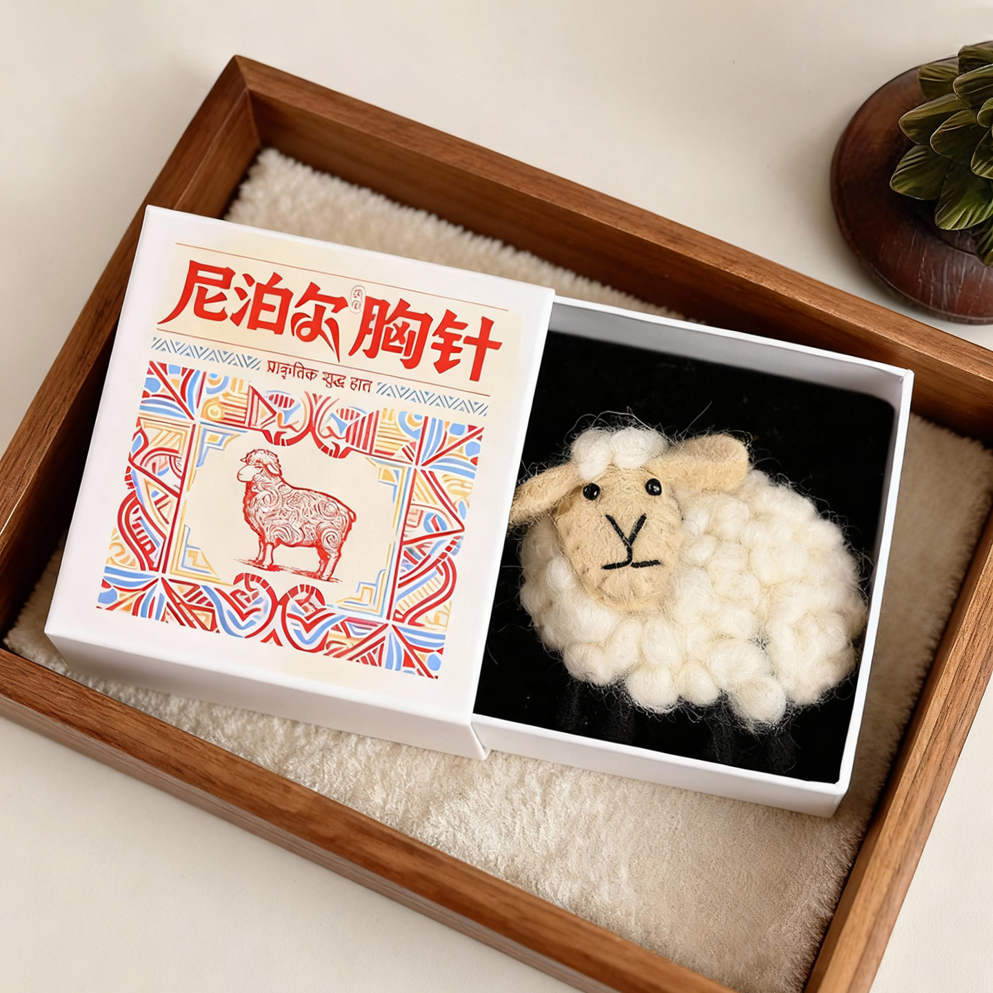 手工羊毛毡胸针可爱卡通绵羊徽章