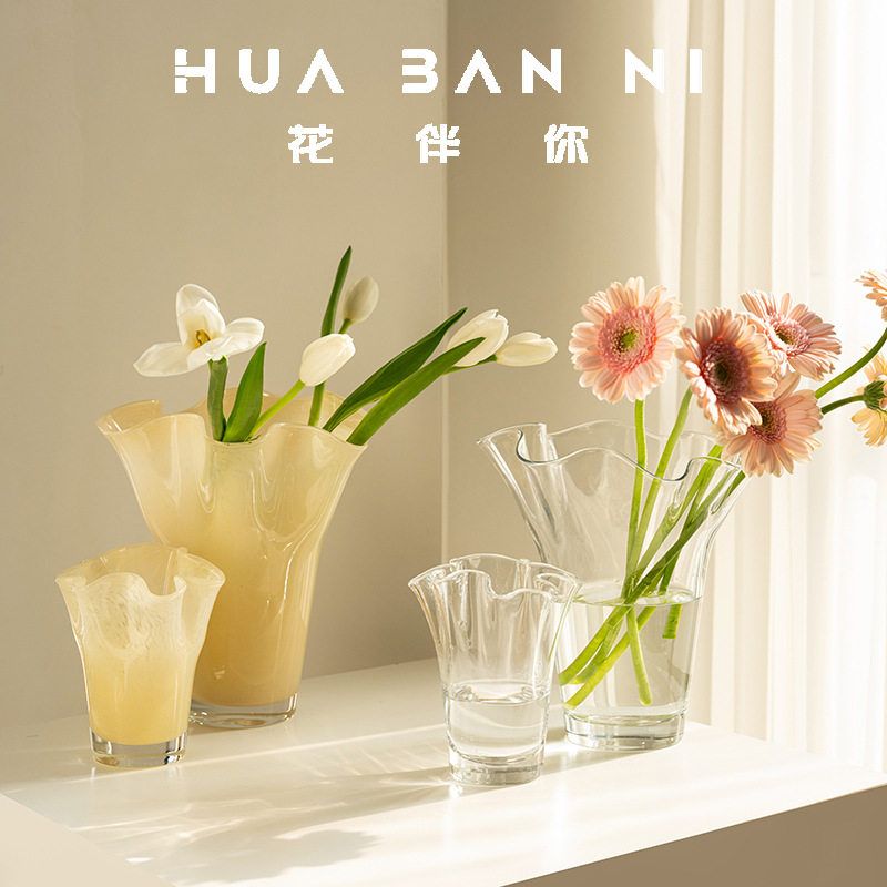 北欧透明玻璃小白菜花瓶