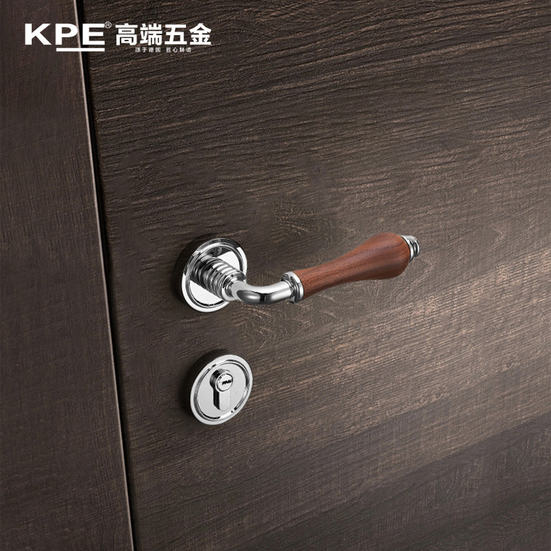 黑胡桃木室内门锁轻法卧室房门把手家用磁吸静音复古中式房间锁具